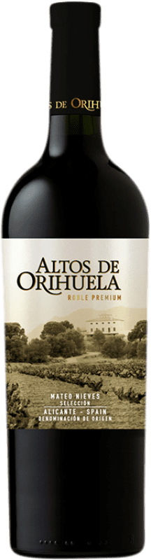 12,95 € Envío gratis | Vino tinto Mateo Altos de Orihuela Premium Roble D.O. Alicante Comunidad Valenciana España Monastrell Botella 75 cl