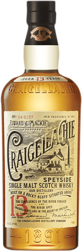 76,95 € 免费送货 | 威士忌单一麦芽威士忌 Craigellachie Malt 苏格兰 英国 13 岁 瓶子 70 cl