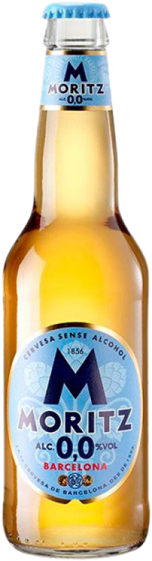 2,95 € 免费送货 | 啤酒 Moritz 加泰罗尼亚 西班牙 三分之一升瓶 33 cl 0.0 零点零 不含酒精