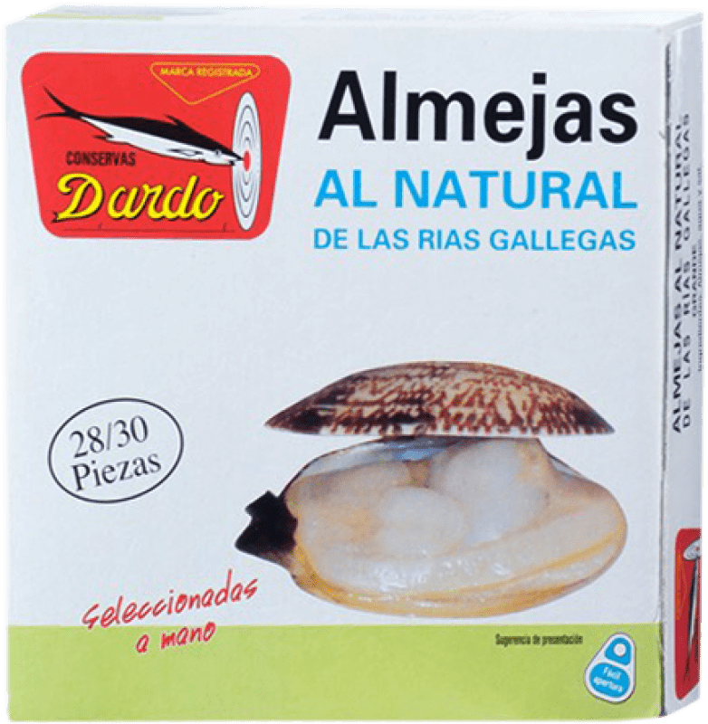 68,95 € Kostenloser Versand | Meeresfrüchtekonserven Dardo Almejas Natural — Natürlich Reserve — Gereift Spanien 25-30 Stücke