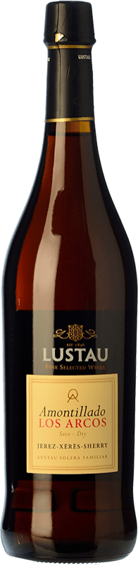 14,95 € Kostenloser Versand | Verstärkter Wein Lustau Amontillado Los Arcos D.O. Jerez-Xérès-Sherry Andalusien Spanien Palomino Fino Flasche 75 cl