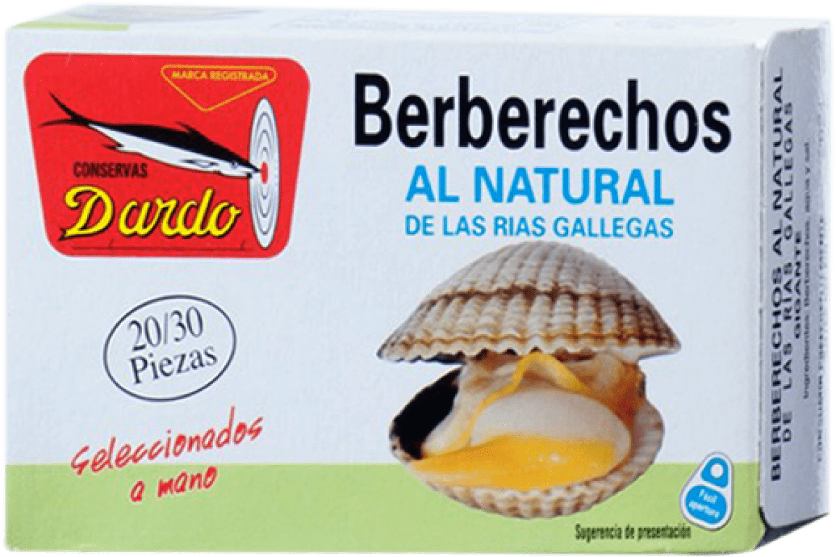 21,95 € Envio grátis | Conservas de Marisco Dardo Berberechos Natural Espanha 20-30 Peças