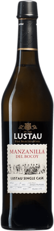 33,95 € Бесплатная доставка | Крепленое вино Lustau Manzanilla del Bocoy Single Cask D.O. Jerez-Xérès-Sherry Андалусия Испания Palomino Fino бутылка Medium 50 cl