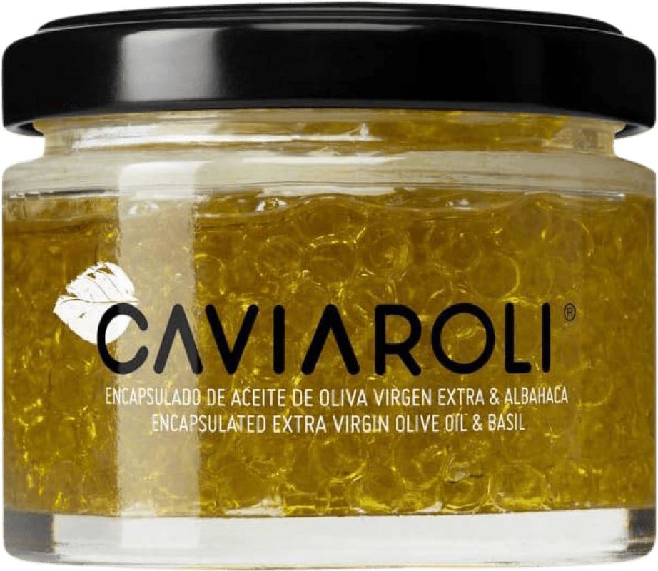 18,95 € Envio grátis | Conservas Vegetales Caviaroli Caviar de Aceite de Oliva Virgen Extra Encapsulado con Albahaca Espanha