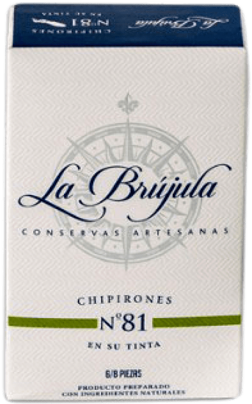 6,95 € Free Shipping | Shellfish Preserves La Brújula Chipirones en su Tinta Spain 6-8 Pieces