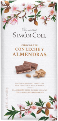 5,95 € Spedizione Gratuita | Cioccolato e Cacao Simón Coll Chocolate con Leche y Almendras Spagna