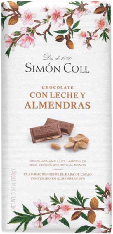 5,95 € Envio grátis | Chocolates y Bombones Simón Coll Chocolate con Leche y Almendras Espanha