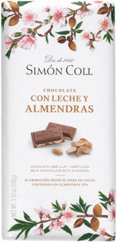 5,95 € Spedizione Gratuita | Chocolates y Bombones Simón Coll Chocolate con Leche y Almendras Spagna