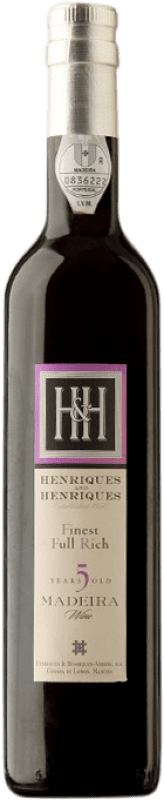 15,95 € Free Shipping | Fortified wine H&H Henriques & Henriques Finest Full Rich I.G. Madeira Madeira Portugal Malvasía, Gual, Tinta Negra 5 Years Medium Bottle 50 cl