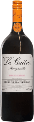 21,95 € Spedizione Gratuita | Vino Liquoroso Hijos de Rainera Pérez Marín La Guita D.O. Manzanilla-Sanlúcar de Barrameda Sanlúcar de Barrameda Spagna Palomino Fino Bottiglia Magnum 1,5 L
