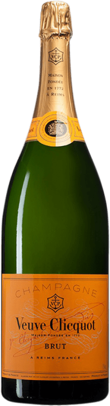 408,95 € Envio grátis | Espumante branco Veuve Clicquot Yellow Label Brut A.O.C. Champagne Champagne França Pinot Preto, Chardonnay, Pinot Meunier Garrafa Jéroboam-Duplo Magnum 3 L