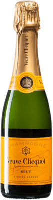 44,95 € Бесплатная доставка | Белое игристое вино Veuve Clicquot Brut — брют Гран Резерва A.O.C. Champagne шампанское Франция Pinot Noir — Пино Нуар, Chardonnay — Шардоне, Pinot Meunier — Пино Менье Полубутылка 37 cl