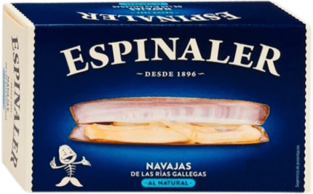 8,95 € Kostenloser Versand | Meeresfrüchtekonserven Espinaler Navajas al Natural Spanien 6/8 Stücke