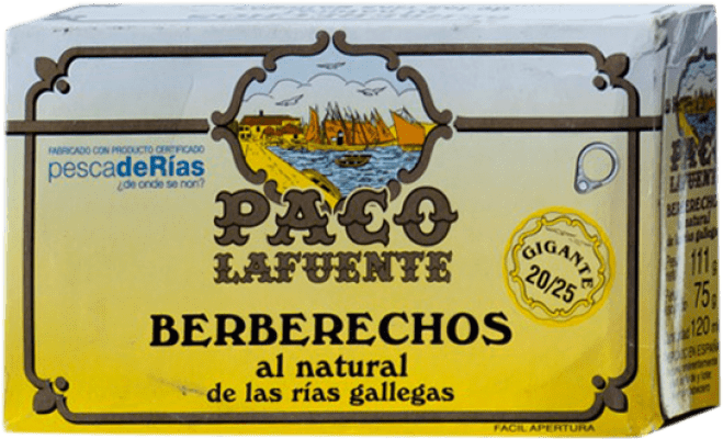 19,95 € Spedizione Gratuita | Conservas de Marisco Conservera Gallega Paco Lafuente Berberechos al Natural Galizia Spagna 20/25 Pezzi