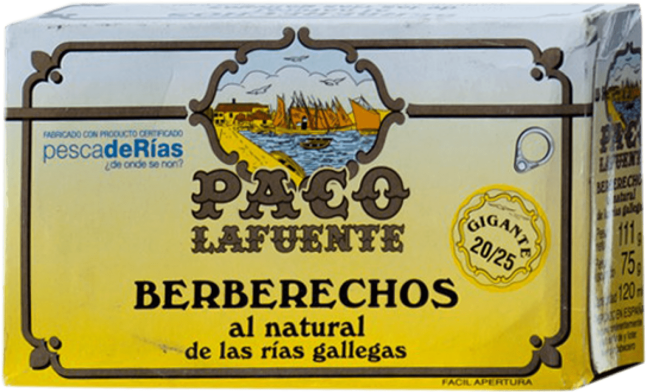 19,95 € Envoi gratuit | Conserves de Fruits de Mer Conservera Gallega Paco Lafuente Berberechos Natural — Naturel Galice Espagne 20-25 Pièces