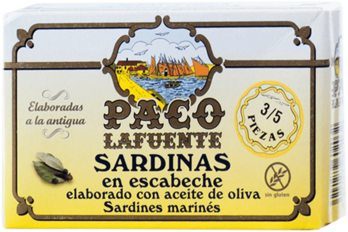 2,95 € Kostenloser Versand | Fischkonserven Conservera Gallega Paco Lafuente Sardina en Escabeche Galizien Spanien 3/5 Stücke
