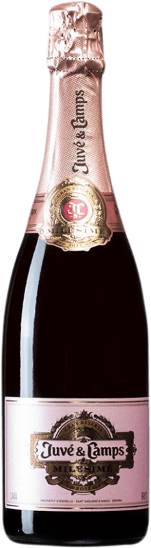 42,95 € Spedizione Gratuita | Spumante rosato Juvé y Camps Rosé Milesimé Brut D.O. Cava Spagna Chardonnay Bottiglia 75 cl