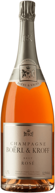 5 124,95 € Бесплатная доставка | Розовое игристое Boërl & Kroff Rosé брют A.O.C. Champagne шампанское Франция Pinot Black, Pinot Meunier бутылка Магнум 1,5 L