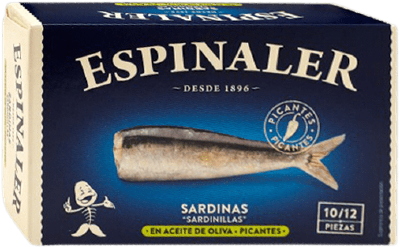 2,95 € Бесплатная доставка | Рыбные консервы Espinaler Sardinillas en Aceite de Oliva Picantes Испания 10-12 Куски