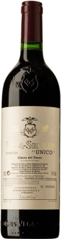 536,95 € 免费送货 | 红酒 Vega Sicilia Único 大储备 1995 D.O. Ribera del Duero 卡斯蒂利亚莱昂 西班牙 Tempranillo, Cabernet Sauvignon 瓶子 75 cl
