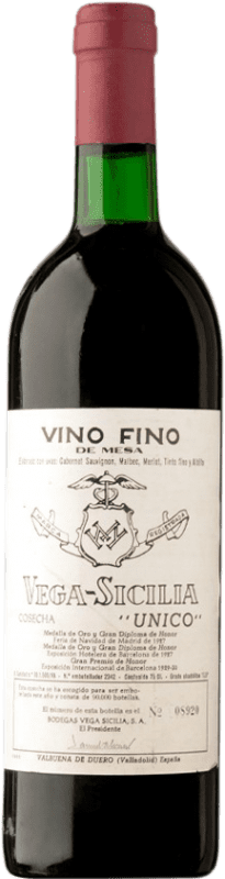 1 029,95 € Kostenloser Versand | Rotwein Vega Sicilia Único Große Reserve — Lange Reifung 1973 D.O. Ribera del Duero Kastilien und León Spanien Tempranillo, Merlot, Cabernet Sauvignon Flasche 75 cl