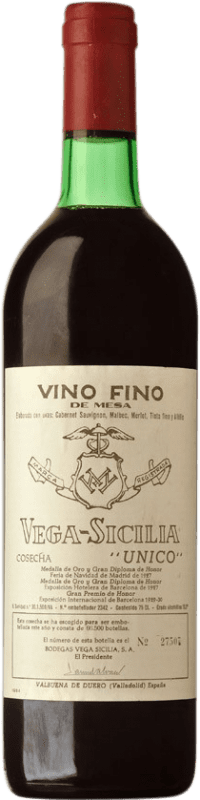 694,95 € Envoi gratuit | Vin rouge Vega Sicilia Único Grande Réserve 1972 D.O. Ribera del Duero Castille et Leon Espagne Tempranillo, Merlot, Cabernet Sauvignon Bouteille 75 cl