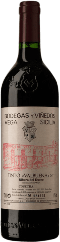 167,95 € Spedizione Gratuita | Vino rosso Vega Sicilia Valbuena 5º Año D.O. Ribera del Duero Castilla y León Spagna Tempranillo, Merlot, Malbec Bottiglia 75 cl