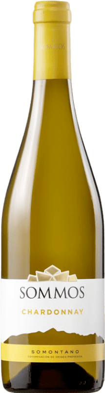 5,95 € Envío gratis | Vino Blanco Sommos Roble D.O. Somontano Aragón España Chardonnay 75 cl