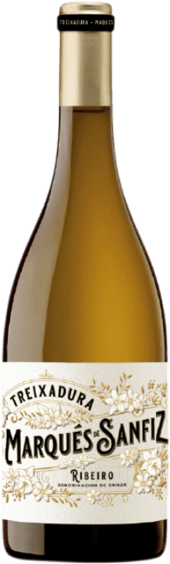 14,95 € Envío gratis | Vino blanco Méndez Rojo Marqués de Sanfiz D.O. Ribeiro Galicia España Treixadura Botella 75 cl