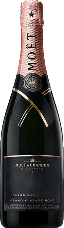 112,95 € Envío gratis | Espumoso rosado Moët & Chandon Grand Vintage Rosé A.O.C. Champagne Champagne Francia Pinot Negro, Chardonnay, Pinot Meunier Botella 75 cl
