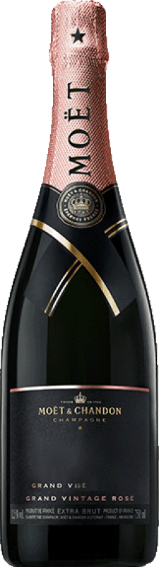 112,95 € Kostenloser Versand | Rosé Sekt Moët & Chandon Grand Vintage Rosé A.O.C. Champagne Champagner Frankreich Spätburgunder, Chardonnay, Pinot Meunier Flasche 75 cl