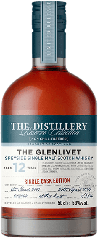 131,95 € Kostenloser Versand | Whiskey Single Malt Glenlivet Single Cask Edition Butt Schottland Großbritannien 12 Jahre Medium Flasche 50 cl