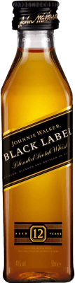 51,95 € Envío gratis | Caja de 12 unidades Whisky Blended Johnnie Walker Black Label Pet Reino Unido Botellín Miniatura 5 cl