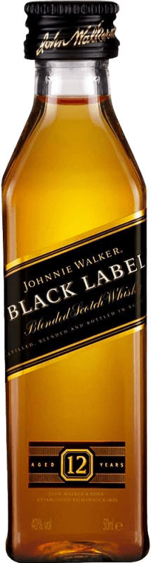 48,95 € Free Shipping | 12 units box Whisky Blended Johnnie Walker Black Label Pet United Kingdom Miniature Bottle 5 cl