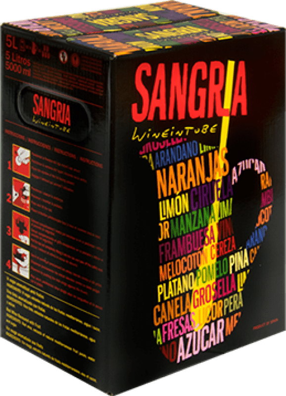 24,95 € 免费送货 | 桑格利亚和葡萄酒柠檬水 WineInTube 西班牙 Tempranillo — 丹魄, Garnacha — 歌海娜 Bag in Box — 盒中袋 5 L