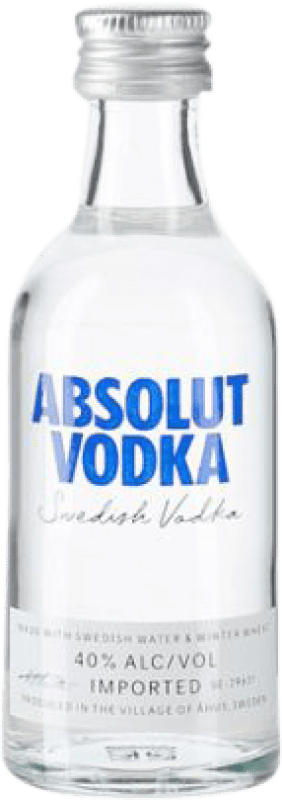 29,95 € Envio grátis | Caixa de 12 unidades Vodca Absolut Cristal Suécia Garrafa Miniatura 5 cl