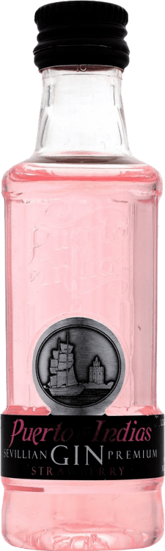 2,95 € Envio grátis | Gin Puerto de Indias Strawberry Espanha Garrafa Miniatura 5 cl