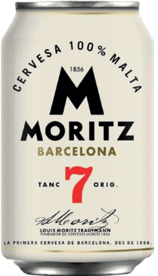 25,95 € Envío gratis | Caja de 24 unidades Cerveza Moritz 7 Cataluña España Lata 33 cl