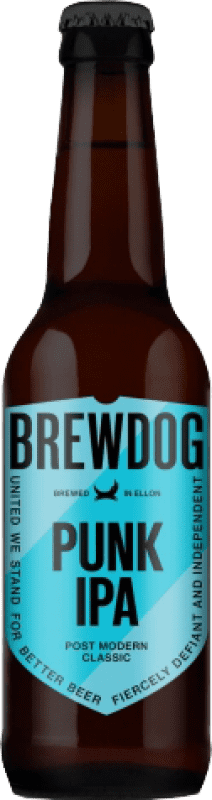 10,95 € Envio grátis | Caixa de 6 unidades Cerveja BrewDog IPA — India Pale Ale Reino Unido Garrafinha Terço 33 cl