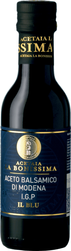 10,95 € Envío gratis | Vinagre La Bonissima Il Blue Aceto Balsamico D.O.C. Modena Italia Botellín 25 cl