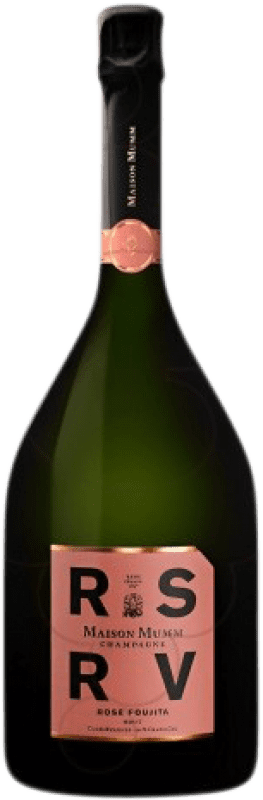 113,95 € 免费送货 | 玫瑰气泡酒 G.H. Mumm RSRV Rose Foujita 香槟 大储备 A.O.C. Champagne 香槟酒 法国 瓶子 75 cl