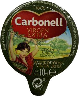 27,95 € Envio grátis | Caixa de 120 unidades Azeite de Oliva Carbonell Virgen Extra Monodosis 10 ml Andaluzia Espanha