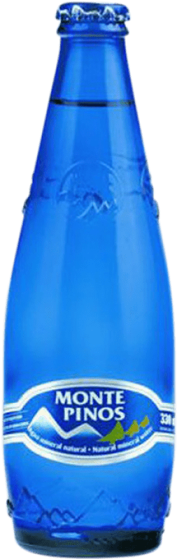 6,95 € 免费送货 | 盒装24个 水 Monte Pinos Premium — 高端, Mineral Natural — 天然矿物 卡斯蒂利亚莱昂 西班牙 三分之一升瓶 33 cl 可回收玻璃