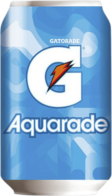 33,95 € Envio grátis | Caixa de 24 unidades Refrigerantes Gatorade Aquarade Espanha Lata 33 cl