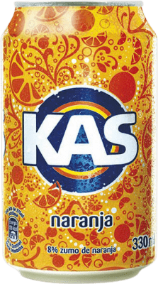 29,95 € Envío gratis | Caja de 24 unidades Refrescos Kas España Lata 33 cl Naranja