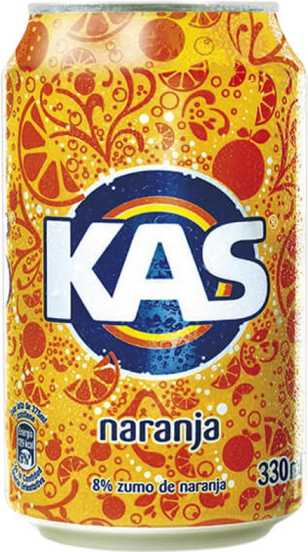 28,95 € 免费送货 | 盒装24个 饮料和搅拌机 Kas Naranja 西班牙 铝罐 33 cl