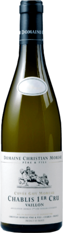 59,95 € Envío gratis | Vino blanco Domaine Christian Moreau Vaillons Guy Moreau A.O.C. Chablis Premier Cru Borgoña Francia Chardonnay Botella 75 cl