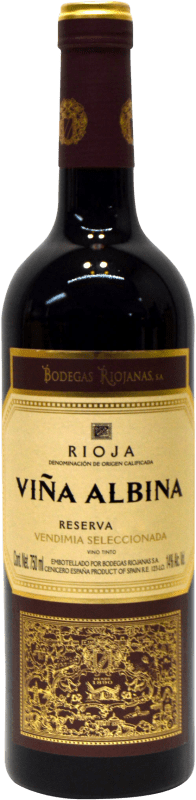 10,95 € 免费送货 | 红酒 Bodegas Riojanas Viña Albina 预订 D.O.Ca. Rioja 拉里奥哈 西班牙 Tempranillo, Graciano, Mazuelo 瓶子 75 cl