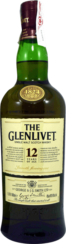 62,95 € Spedizione Gratuita | Whisky Single Malt Glenlivet Regno Unito 12 Anni Bottiglia 1 L