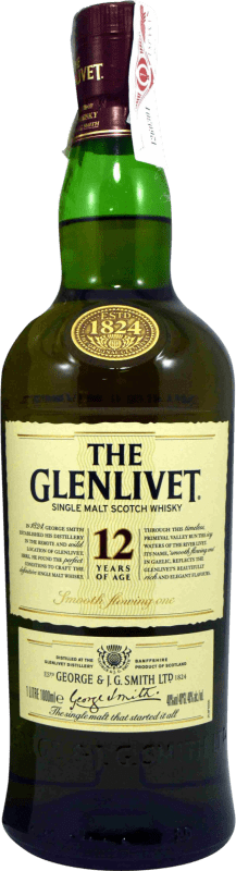 51,95 € Envio grátis | Whisky Single Malt Glenlivet Reino Unido 12 Anos Garrafa 1 L